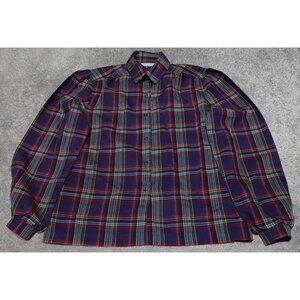 King Fashions Dallas Shirt Women's Large Multicolor Plaid Button Up Long Sleeve